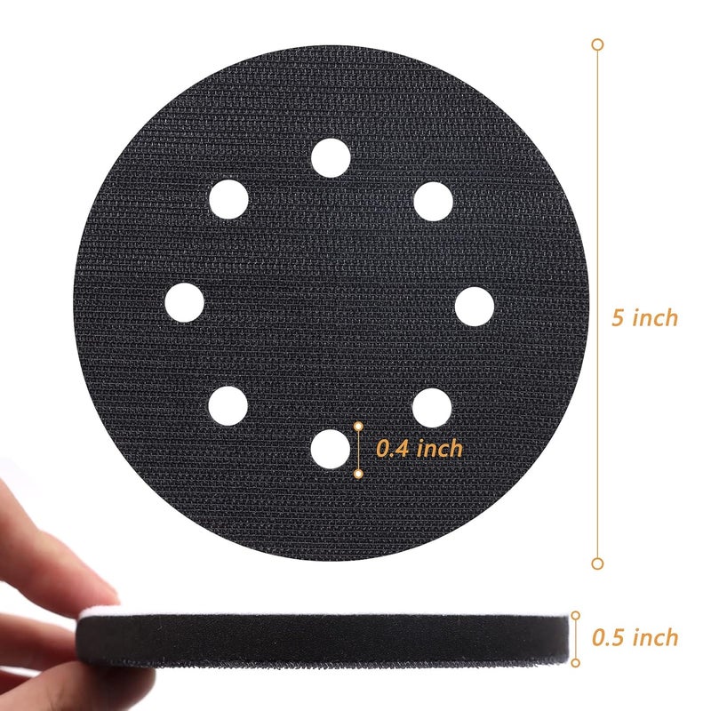 SIJDIEE 6 Pack Interface Pads, 5 Inch 8 Holes Hook and Loop Soft Foam Sanding Interface Pads, Sponge Cushion Backing Pad for Orbital Sander Automotive Woodworking Polishing - Image 3